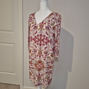 Old Navy Floral-Print 3/4-Sleeve Shift Dress Medium